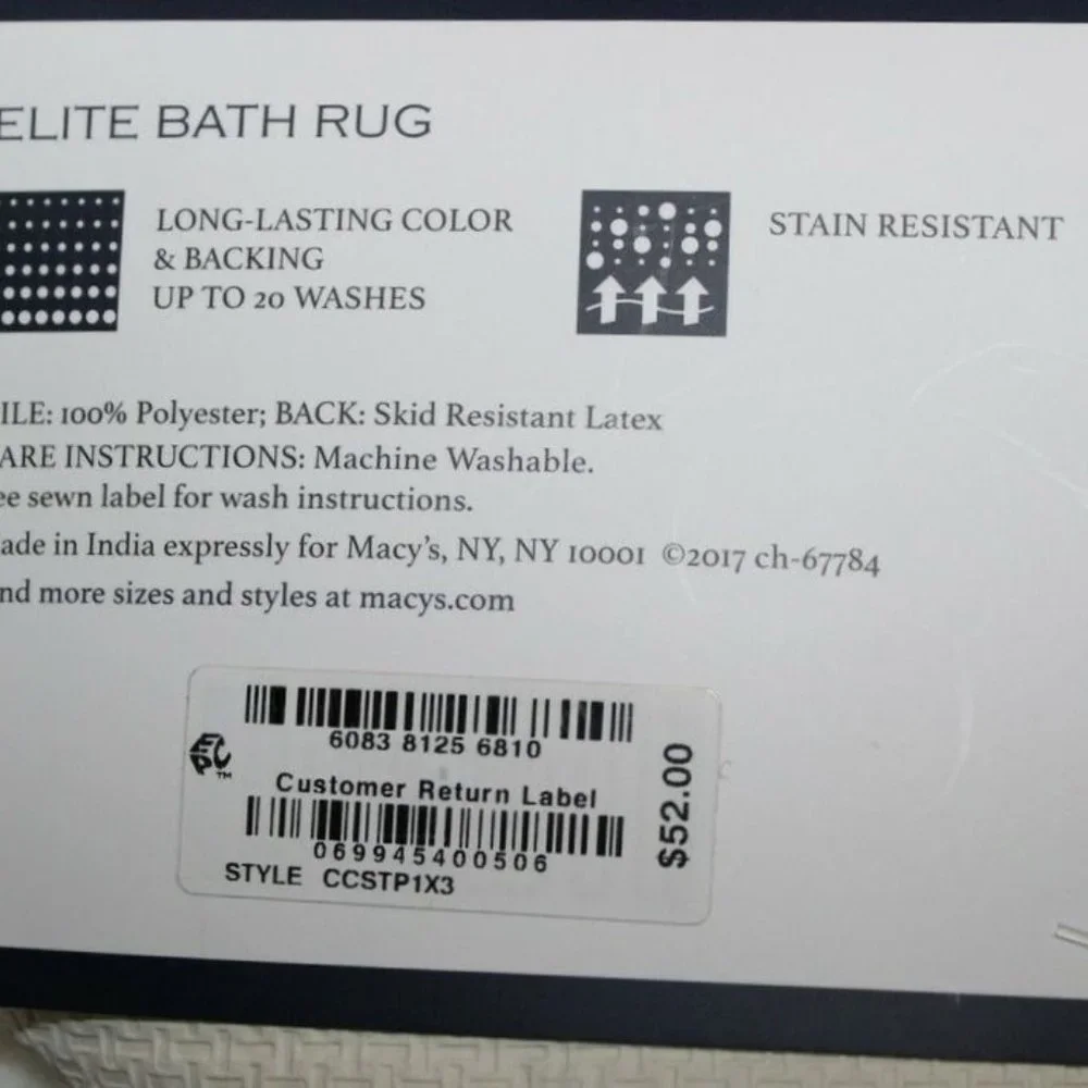 Charter Club Elite Stripe Skid Resistant Bath Rug Gray White